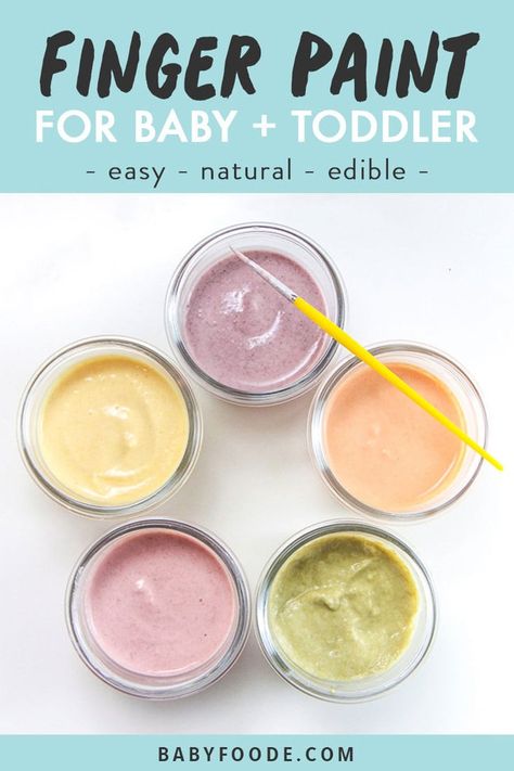 These fun Finger Paints for Baby + Toddler are easy to make, full of natural ingredients and completely edible! A great sensory based activity that baby can also eat. #baby #sensoryactivity #babyplay Edible Finger Paint, Homemade Finger Paint, Diy Sensory, Finger Paints, Infant Room, Baby Sensory Play, Baby Play Activities, Finger Paint, Edible Paint