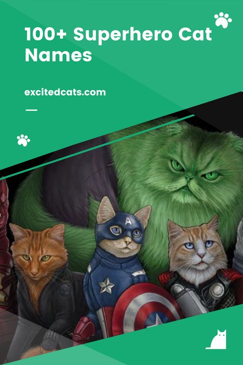 Cape-toting, spandex-wearing, life-saving… SUPERHEROS! If you are a fan of the superhero world with the likes of Marvel and DC creations, we have the ultimate list of Superhero cat names for you! Whether you’ve been a longtime fan of the comic books, or have more recently become a follower because you’re a sucker for a great action movie, superheroes continue to be an ever-growing phenomenon. Read more! #superherocatnames #cutecatnames #uniquecatnames #excitedcats #catowners #catsoftheworld Cat Names Ideas, Marvel Names, Cat Superhero, Unique Cat Names, Cute Cat Names, Black Cat Marvel, Marvel And Dc, Kitten Names, Superhero Names