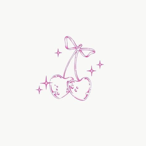 Cupid Aesthetic Drawing, Pink Cherry Tattoo, Cherry Ribbon Tattoo, Coquette Tattoo Ideas, Valentine Tattoo Ideas, Coquette Doodles, Girly Tattoo Ideas, Dibujos Coquette, Cute Girly Tattoos