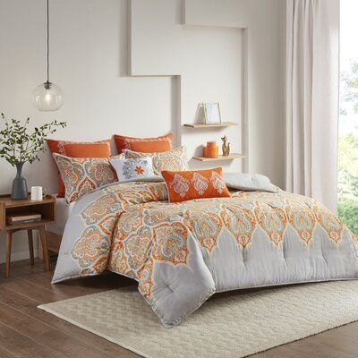 Madison Park Bedding, Orange Comforter, Gold Comforter, Luxury Comforter Sets, Cotton Comforter Set, King Comforter Sets, Cotton Comforters, Queen Comforter Sets, Print Comforter