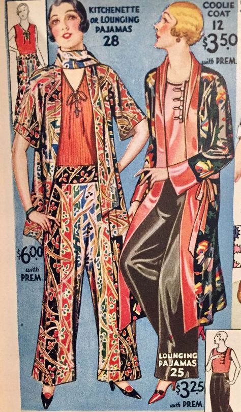 1930s Beach Pajamas, Hostess Pajamas, 1920s Pajamas, 1930s Lounge, Beach Pyjamas, Pajamas Vintage, Riviera Fashion, Beach Pajamas, Drowsy Chaperone