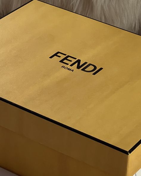 Shoe Box Aesthetic, Fendi Box Bag, Vintage Fendi Aesthetic, Fendi Shoe Box, Fendi Display, Fendi Aesthetic, Fendi Force Sneakers, Aesthetic Ig, Guccio Gucci