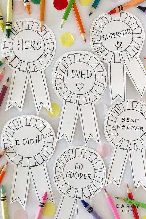 Award Ribbons Printable, Paper Award Ribbons, Trophy Printable, Ribbon Award Template, Ribbon Template Printable, Medal Template Printable, Diy Award Ribbon, How To Make Award Ribbons, Diy Medal