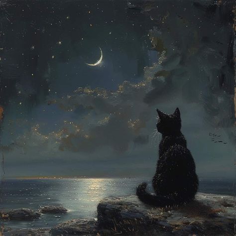 Celestial Profile Picture, Black Cat Aesthetic Icon, Sky Pfp Aesthetic, Luna Witch Aesthetic, Celestial Pfp, Night Goddess Aesthetic, Star People Aesthetic, Moonlight Aesthetic Dark, Moon Song Aesthetic