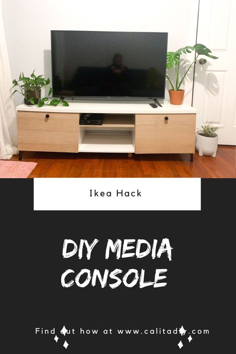 Here's a step by step guide to hack an Ikea media console to look like a piece for the furniture brand Article. Ikea Byas Tv Stand, Ikea Byas, Ikea Media Console, Tv Stand Hack, Ikea Tv Console, Ikea Tv Stand, Affordable Furniture Stores, Ikea Tv, Tv Stand Decor