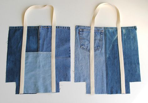 Jeans Stitching, Återvinna Jeans, Jean Diy, Tas Denim, Trash To Couture, Diy Sy, Upcycled Jeans, Sac Diy, Diy Tote