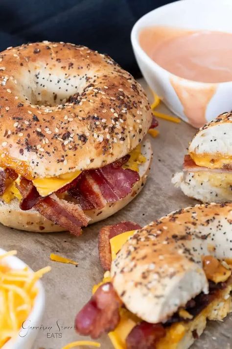 Bacon Egg and Cheese Bagel Breakfast Sandwich Recipe | ©GarrisonStreetEats | Bacon | Egg | Cheese | Bagel | Breakfast | Sandwich | Recipe | Homemade | Everything | Ideas | Bagel Sandwich Ideas | Breakfast Ideas Bagels | Bagel Sandwich Recipes | Bagel Egg Sandwich | Breakfast Food | Easy | Brunch Recipes | Bagel Brunch | Bagel Toppings | Savory Breakfast | Toasted | Crispy Bacon | Bagel Lunch Ideas | Lunch | for Dinner | Breakfast Sandwich Recipes | Egg Sandwich Breakfast | Bagels | Meat Bagels Breakfast Ideas, Egg Sandwich Recipe, Bagel Breakfast Sandwich, Bagel Toppings, Cheese Bagels, Breakfast Sandwich Recipes, Best Brunch Recipes, Bacon Egg And Cheese, Breakfast Bagel