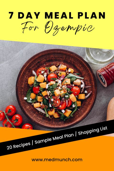 7 Day Ozempic Diet Meal Plan (PDF & Menu) - Medmunch Ozempic Diet, Program Diet, Sample Meal Plan, Best Fat Burning Foods, 7 Day Meal Plan, Resep Diet, Makanan Diet, Diet Meal, Fat Burning Foods