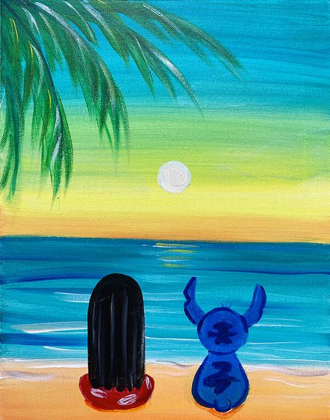 Disney Canvas Paintings, Cute Easy Paintings, Disney Canvas Art, Beach Art Painting, Disney Canvas, Sky Art Painting, Disney Paintings, Simple Canvas Paintings, Marble Painting