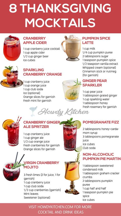 A vibrant display of Thanksgiving Mocktails featuring refreshing Alcohol Free Drinks to enjoy with your Traditional Thanksgiving feast. Mocktails Non Alcoholic Thanksgiving, Thanksgiving Drinks Non Alcoholic, Thanksgiving Recipes Drinks, Thanksgiving Food Crafts, Holiday Mocktail, Creative Drinks, Best Non Alcoholic Drinks, Thanksgiving Cocktail Recipes, Easy Mocktail Recipes