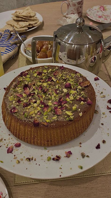 rose • pistachio cake • aesthetic Rose And Pistachio, Pistachio Cake Aesthetic, Rose And Pistachio Cake, Rose Pistachio And Peach Cake, Rose Pistachio Tea Cake, Pistachio Cake, Pistachio, Chocolate Cake, Cake