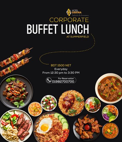 Catering Marketing Ideas, Buffet Ads, Food Marketing Design, Bake Healthy, Food Marketing, Hotel Buffet, Facebook Post Design, Lunch Buffet, Space Illustration