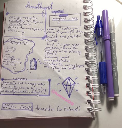 General info, attributes, cleaning and uses of the amethyst. Inspo: Amanda (on pinterest). What crystal should I do next? LYSM 💗🥰 Raising Hope, Crystal Uses, How Do You Clean, Witch Spell Book, Spiritual Stuff, Wicca Witchcraft, Witch Spell, Crystal Wand, School Tips