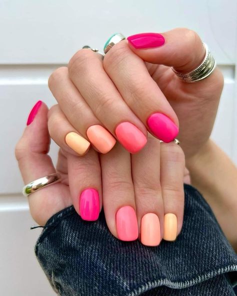 Peach Daiquiri, Summer Gradient, Multicolored Nails, Hubba Bubba, Summery Nails, Cute Gel Nails, Colorful Nail Designs, Daiquiri, Color Street Nails