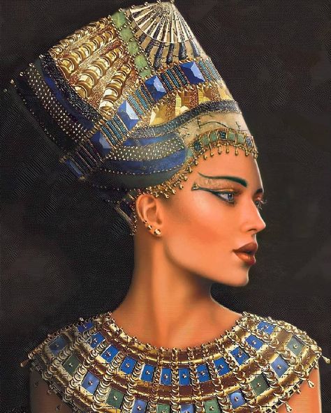 Queen Nefertiti Art, Nefertiti Art, Egypt Makeup, Ancient Egyptian Women, Ancient Egypt Aesthetic, Egyptian Aesthetic, Egyptian Goddess Art, Ancient Egypt Fashion, Egyptian Makeup