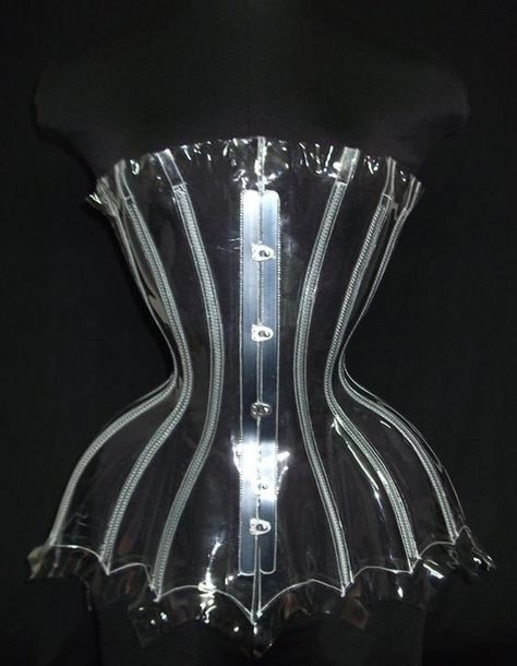 Transparent Corset, Modern Corset, Contemporary Costumes, Corset Vest, Steel Boned Corsets, Boned Corsets, Corset Fashion, Lace Tights, Corsets And Bustiers