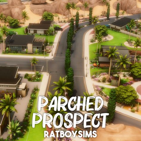 PARCHED PROSPECT - RATBOYSIMS Oasis Springs, Arts Center, First Art, Tweet Quotes, Sims 4, Oasis, Springs, Building, Plants