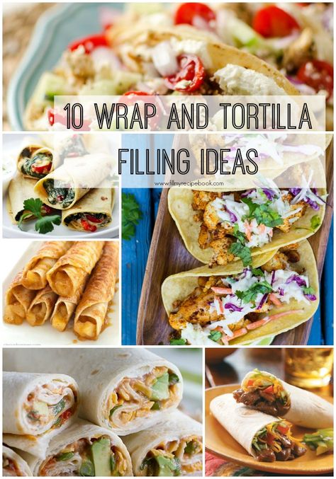 10 Wrap and Tortilla Filling Ideas - I'm so hungry now! Tortilla Filling Ideas, Steak Tortillas, Tortilla Recipe Ideas, Tortilla Filling, Vegetable Tortilla, Homemade Tortilla Recipe, Homemade Pizza Recipe Easy, Tortilla Recipes, Wrap Fillings