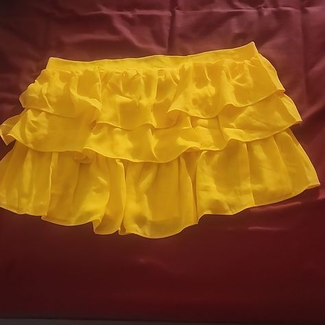 Yellow Flowy Mini Skirt, Beauty And The Beast Costume, Flowy Mini Skirt, Yellow Mini Skirt, Beast Costume, Ruffled Mini Skirt, Yellow Skirt, Conan Gray, Ruffle Shorts