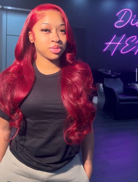 Red Side Part, India Royale, High Bun Hair, Frontal Wig Hairstyles, Red Hair Inspo, Side Part Hairstyles, Birthday Hairstyles, Quick Weave Hairstyles, Glueless Wigs