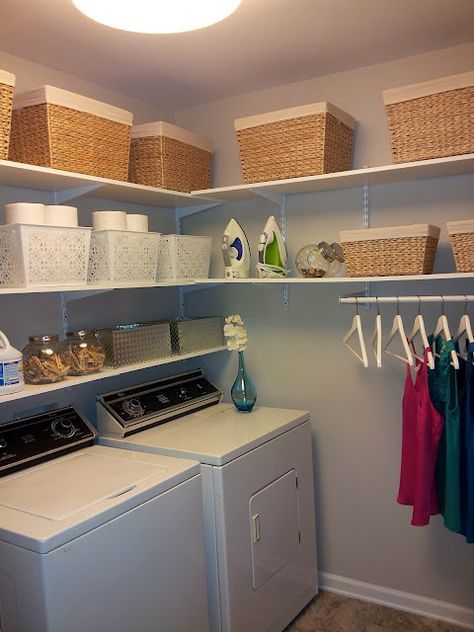 Landry Room, Laundry Items, Small Laundry Room Organization, Room Storage Diy, Laundry Ideas, Workout Room, Laundry Room Shelves, Condo Design, Laundry Room Remodel