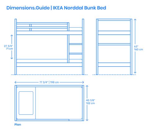 The IKEA Norddal Bunk Bed is a set of simple stacked lacquered bed frames that can be disconnected as two separate single beds. The IKEA Norddal Bunk Bed is designed for twin mattresses and has a length of 77 3/4” | 198 cm, width of 40 1/8” | 102 cm, and height of 63” | 160 cm. Downloads online #beds #furniture #ikea #home Bunk Bed Small Room Ideas, Ikea Bunk Bed Ideas, Ikea Mydal Bunk Bed, Bunk Bed Dimensions, Mydal Bunk Bed, Small Garden Bed Ideas, Small Bunk Beds, Ikea Mydal, Bunker Bed