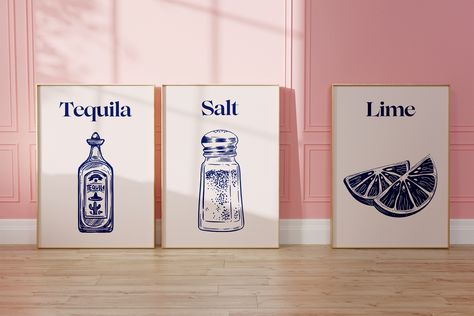 tequila bar cart art, tequila posters,tequila art, salt tequila lime, wall art, bar cart prints, bar cart styling Tequila Print Art, Tequila Wall, Girly Bar Cart, Cuadros Aesthetic, Tequila Art, Tequila Print, Girly Bar, Lime Wall, Bar Cart Prints