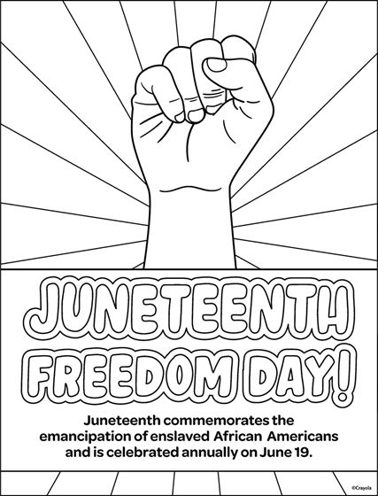 Juneteenth Freedom Day Coloring Page | crayola.com Juneteenth Coloring Pages, Letters Symbols, Color By Number Printable, New Year Coloring Pages, Crayola Coloring Pages, Pregnancy Info, Juneteenth Day, Flag Coloring Pages, Summer Coloring Pages