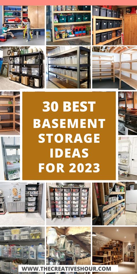 Don't let your unfurnished basement become a dark and forgotten abyss of clutter. Instead, transform it into a well-organized and functional space with these ingenious basement storage ideas. From optimizing small spaces to utilizing every nook and cranny, we have the inspiration you need to turn your basement into a haven of order and efficiency. Whether you're a DIY enthusiast or seeking creative hacks, let's explore how you can create the perfect storage solutions for your basement. Shelving Ideas For Basement, Diy Basement Organization Ideas, Unfinished Basement Shelving, Workshop Basement Ideas, Basement Shelving Storage, Organization Ideas For Basement Storage, Basement Remodel Storage Ideas, Storage Unit Shelving Ideas, Shelves In Basement For Storage