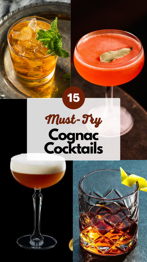 Cognac Cocktails New Fashioned Cocktail, D'usse Cocktail Recipes, Cocktails With Cognac, Cognac Drinks Cocktails, Drinks With Cognac, Strong Cocktail Recipes, Courvoisier Cocktails, High End Cocktails, Cognac Recipes