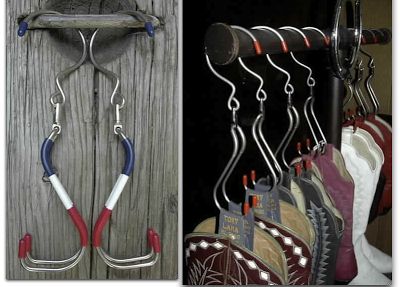 riding boot hanger - with and without boots Boots Shelf, Cowboy Boot Storage, Cowboy Boot Rack, Closet Makeovers, Tack Room Organization, Boot Hanger, Boot Holder, Fall Monograms, Small Room Organization