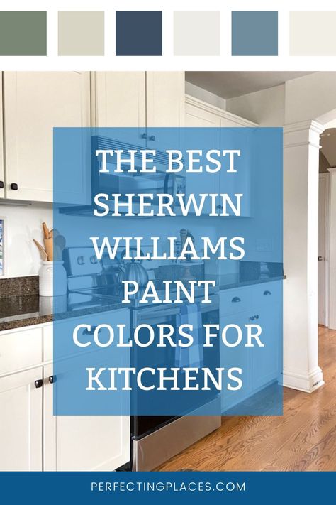 These are the best Sherwin Williams paint colors for your kitchen walls and kitchen cabinets. Kitchen Paint Color Sherwin Williams, Wherein Williams Kitchen Colors, Sherwin Williams Paint For Cabinets, Dutch Tile Blue Sherwin Williams Kitchen, Colors For Kitchen Cabinets 2023, Kitchen Sherwin Williams Paint Colors, Favorite Sherwin Williams Paint Colors, Kitchen Island Colors Sherwin Williams, Silver Strand Sherwin Williams Kitchen