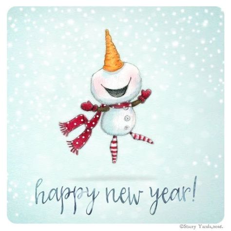 New Year Illustration, Happy New Year Cards, Happy New Year Greetings, Printable Christmas Cards, Funny Christmas Cards, Happy Paintings, New Year Greetings, New Year Wishes, Christmas Drawing