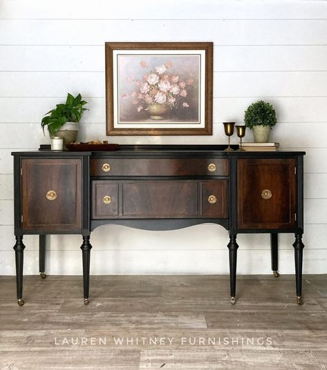 Provincial Water Based Stained Buffet | General Finishes Design Center Antique Buffet Makeover, Buffet Makeover, Painted Buffet, Antique Buffet, General Finishes, Water Based Stain, Mineral Paint, Refurbished Furniture, Drawer Fronts