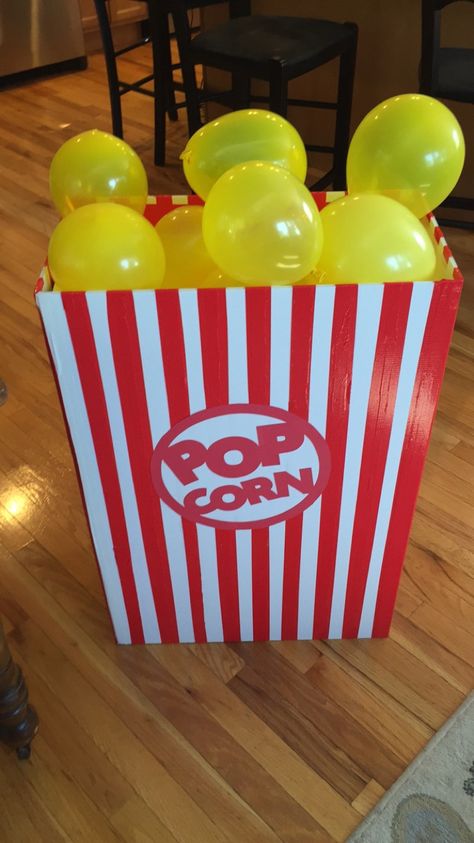 Photo booth prop, popcorn box Movie Theatre Birthday Party, Movie Birthday Party Ideas, Movie Theater Party, Party Ideas For Girls, Movie Theme Birthday Party, Movie Night Birthday Party, Movie Birthday Party, Movie Themed Party, Popcorn Party