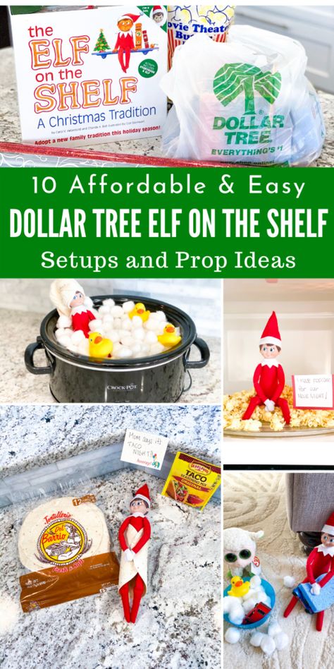 Dollar Tree Elf on The Shelf Props and Creative Poses will help you think up easy and affordable options for your friendly elf who is getting into mischief! #elf #shelf #christmas #elfonshelf #ideas #crafts #easy #dollartree #dollarstore #cheap #affordable #easy #quick #props Dollar Tree Elf, Dollar Tree Elves, Elf On The Shelf Props, Shepherd On The Search, Elf Is Back, Tree Props, Elf Shelf, Elf Kit, Awesome Elf On The Shelf Ideas