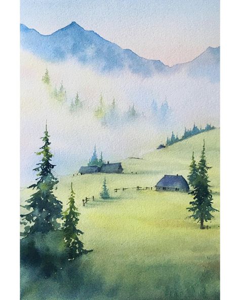 Aquarelle Painting, Watercolor Scenery, Paintings Easy, Learn Watercolor Painting, Watercolor Art Landscape, Watercolor Paintings Nature, Watercolor Landscapes, Watercolour Landscape, Nature Watercolor