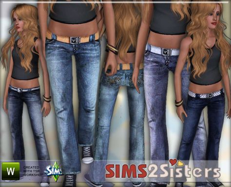 sims2sisters' S2S Jeans for Teen Sims 3 Cc Jeans, Sims Cc Low Rise Jeans, Sims 4 Cc Low Rise Jeans, Cc Jeans, Sims 3 Cc Clothes, Super Mini Dress, Owl Shirt, Moon Dress, Satin Shorts