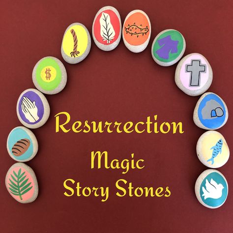 Easter Story Stones, Resurrection Painting, Easter Rocks, Resurrection Eggs, Resurrection Of Christ, Easter Craft Projects, Story Stone, Story Stones, Kids Easter Basket