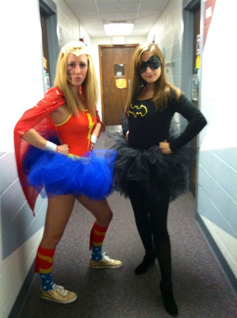 Me and my best friend as #WonderWoman and #Batgirl for #Halloween! #costumes: Halloween Costumes Wonder Woman, Last Minute Diy Halloween Costumes, Best Friend Halloween, Best Friend Costumes, Bat Woman, Easy College Halloween Costumes, Best Group Halloween Costumes, Me And My Best Friend, Friend Costumes