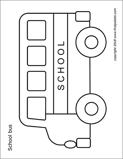 Cars and Vehicles | Free Printable Templates & Coloring Pages | FirstPalette.com Bus Printable Template, School Bus Free Printable, Printable School Bus Template, School Bus Art Preschool, Free Printable Templates Crafts, School Bus Preschool Craft, Bus Template Free Printable, Back To School Templates Free Printable, School Bus Template Free Printable