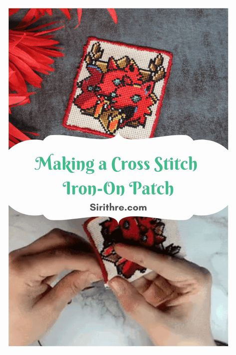 Cross Stitch Iron On Patch, How To Display Cross Stitch, Cross Stitch Patch Diy, Cross Stitch Over Crochet, How To Do Cross Stitch, How To Make A Cross Stitch Pattern, Diy Cross Stitch Patterns, How To Make Embroidery Patches, How To Finish Cross Stitch Projects