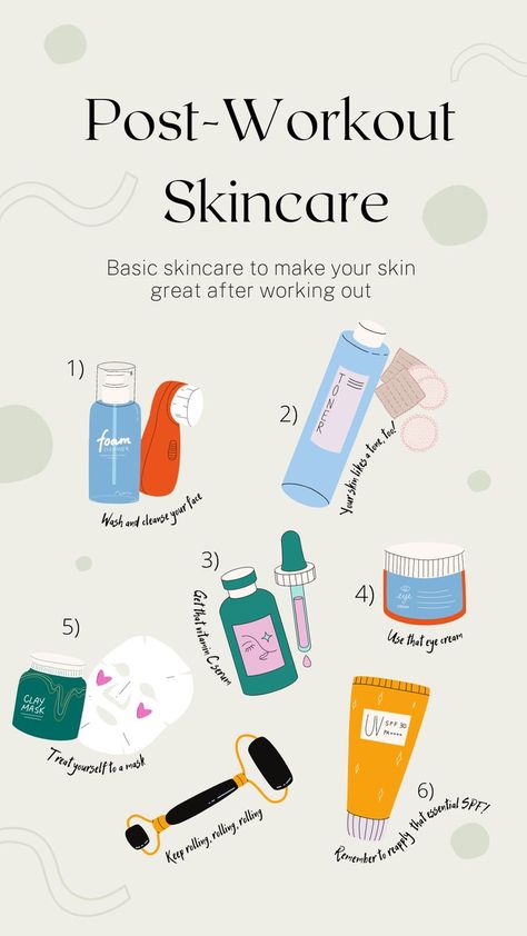 Whether you’re doing at-home workouts, in the gym or going for evening strolls, heres a post-workout skincare routine that could work for you. After working out you’re likely to be a bit sweaty or flushed, which will stay on your skin and can cause irritaion or breakouts. That’s why we've created this simple routine to keep your skin glowing after exercising! #selflove #motivation #skincare #stepbystep #exercise #selfcare Mud Mask Recipes, Ingrown Hair Remedies, Mud Face Mask, Evening Workout, Skin Washing, Natural Beauty Diy, Post Workout Food, After Workout, Healthy Beauty