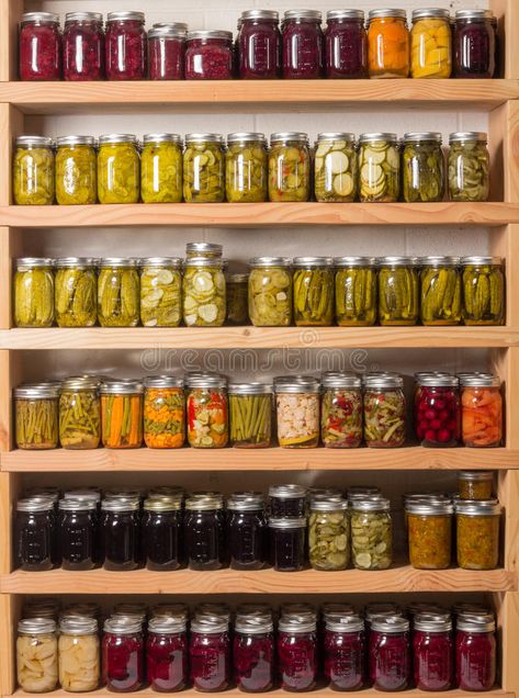 Shelves of canned goods. Shelves of homemade preserves and canned goods , #Ad, #canned, #Shelves, #goods, #preserves, #homemade #ad Canning Equipment, Canning Vegetables, Perfect Pantry, Canned Food Storage, Canning Supplies, Emergency Food Supply, Vegetable Garden Planning, Emergency Preparation, Home Canning