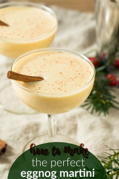 Egg Nog Martini, Eggnog Martini Recipe, Eggnog Martini, Eggnog Recipes, Eggnog Cocktail, Eggnog Drinks, Eggnog Recipe Homemade, Christmas Eggnog, Easy Eggnog