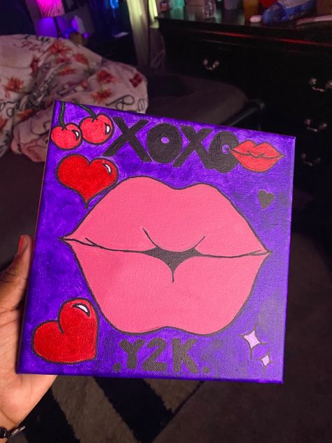 Valentine Paintings On Canvas, Valentine’s Day Painting On Canvas, Art Drawings Sketches Creative, Diy Canvas Art Painting, Mini Canvas, Mini Canvas Art, Painting Art Projects, Diy Canvas, Paint Party