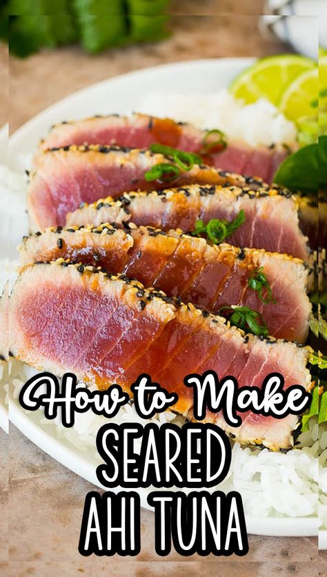 Seared Ahi Tuna Recipe, Seared Tuna Recipe, Fresh Tuna Recipes, Ahi Tuna Steak Recipe, Ahi Tuna Recipe, Seared Tuna Steaks, Gourmet Seafood, Seared Ahi Tuna, Tuna Steak Recipes