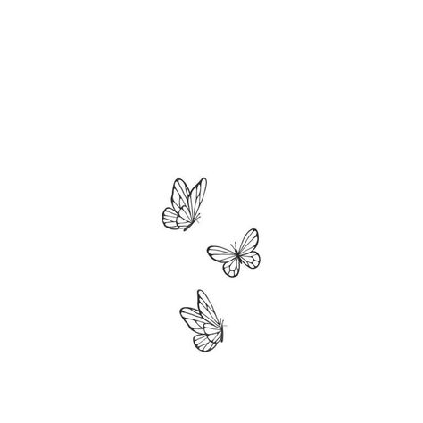 Side Flying Butterfly Tattoo, 3 Mini Butterfly Tattoos, Tattoo Inspo Butterfly, 4 Butterfly Tattoo Designs, Meaningful Script Tattoos, Tiny Butterfly Drawing, Contour Line Tattoo, Girly Drawings Cute Beautiful, Three Small Butterfly Tattoo