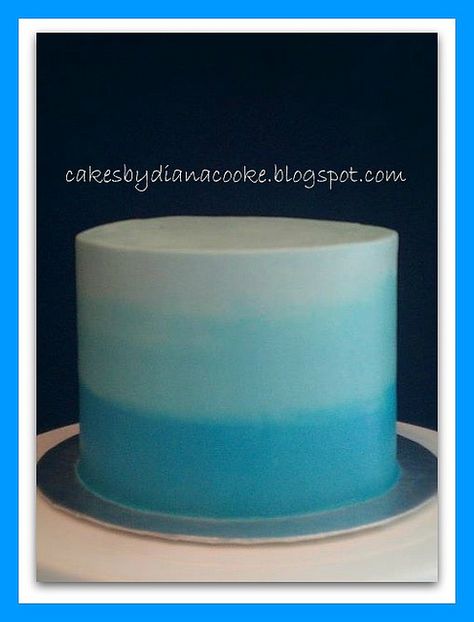 Blue Round Cake, Blue Ombre Cake Birthdays, Blue Ombre Cake, Airbrush Cake, First Holy Communion Cake, Blue Birthday Cakes, Birthday Cake For Husband, Plain Cake, Ombre Cake