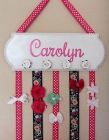 Clearwater Cottage: How to Make a Hair Bow Hanger Hairbow Holder Diy How To Make, Diy Hair Bow Holder, Make A Hair Bow, Diy Bow Holder, Hair Bow Hanger, Baby Hanger, Hair Bow Organizer, Headband Organizer, Ribbon Flower Tutorial